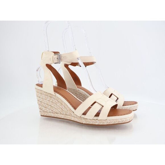 Lucky Brand Womens Maleigh Ankle Strap Open Toe Wedge Sandals Ivory Size 11M - Picture 1 of 13